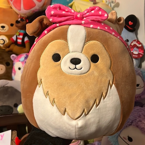Squishmallows Toys Nwt 1 Andres The Sheltie Dog Valentines Day Hearts Bandana Squishmallow